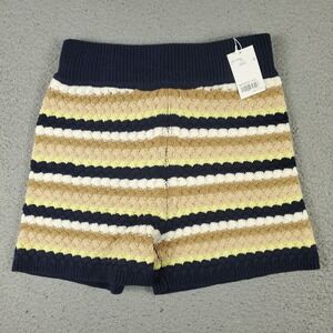 Atmos Shorts Womens Size Small Blue Beige Striped Crochet Knit Japan